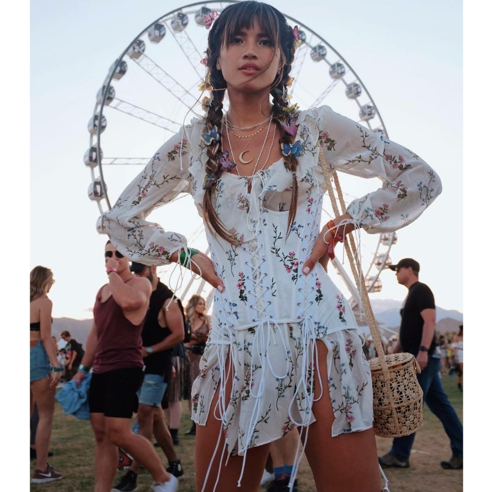 For Love & Lemons Lillie Chiffon Corset Mini Dress
